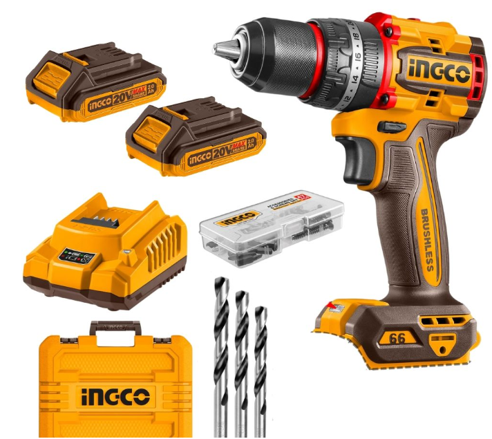 Ingco - Compact Brushless Cordless Impact Drill - 66Nm