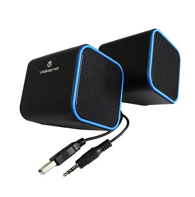 Volkano Diamond Series USB Speaker - USB-Powered PC Speakers,3.5 mm AUX - (Blue & Red)