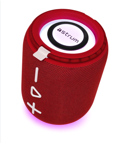Astrum SP110 Portable Bluetooth Speaker 5.3, TF Card FM USB RGB Light TWS (Black/Red)